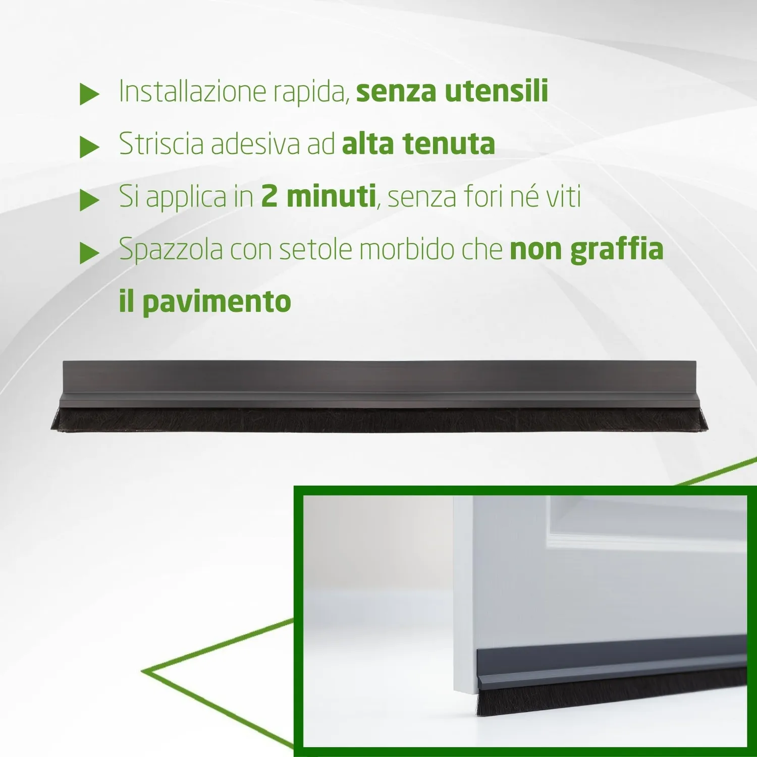 Amig paraspifferi porta adesivo 1 m nero a spazzola PVC