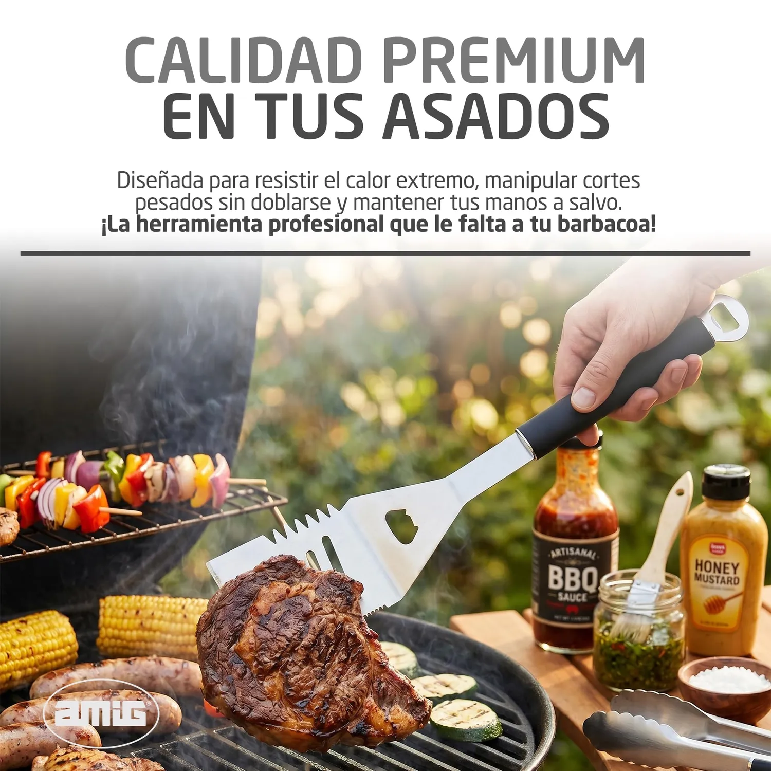 Amig AM32 spatola barbecue 41 cm acciaio inox grill