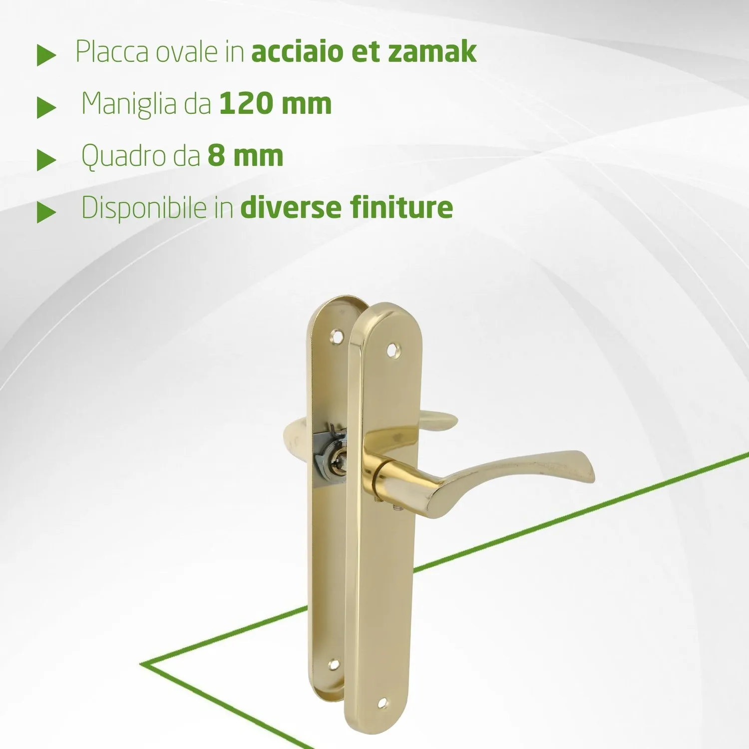 Amig maniglia placca ovale ottone set 2 pezzi