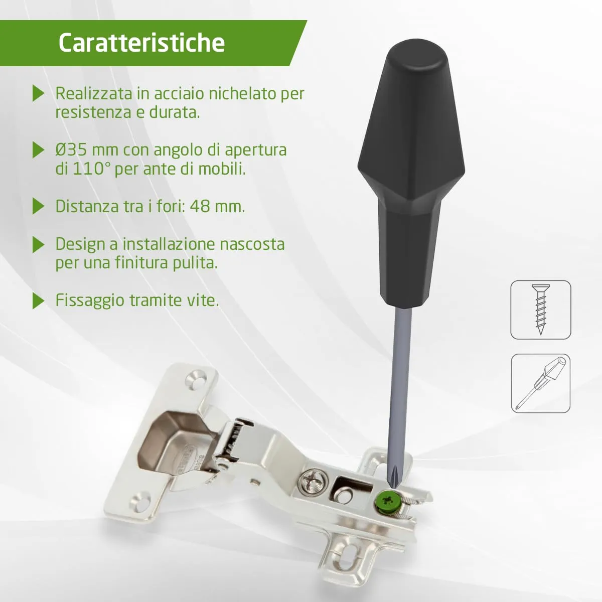 Amig cerniera a tazza 35mm 110° set 2 pezzi