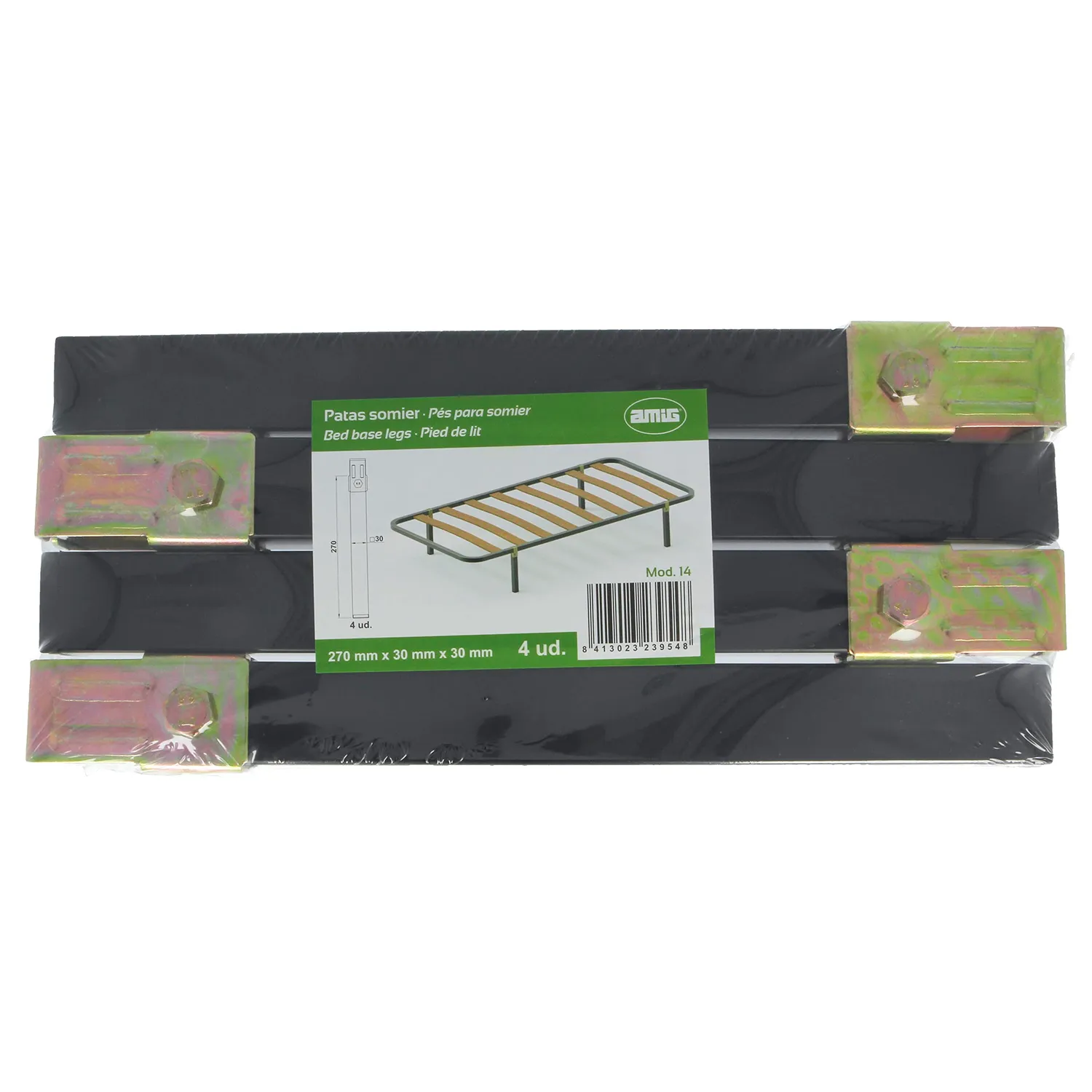 Amig piedino quadrato nero 270 mm per rete a doghe 30 kg