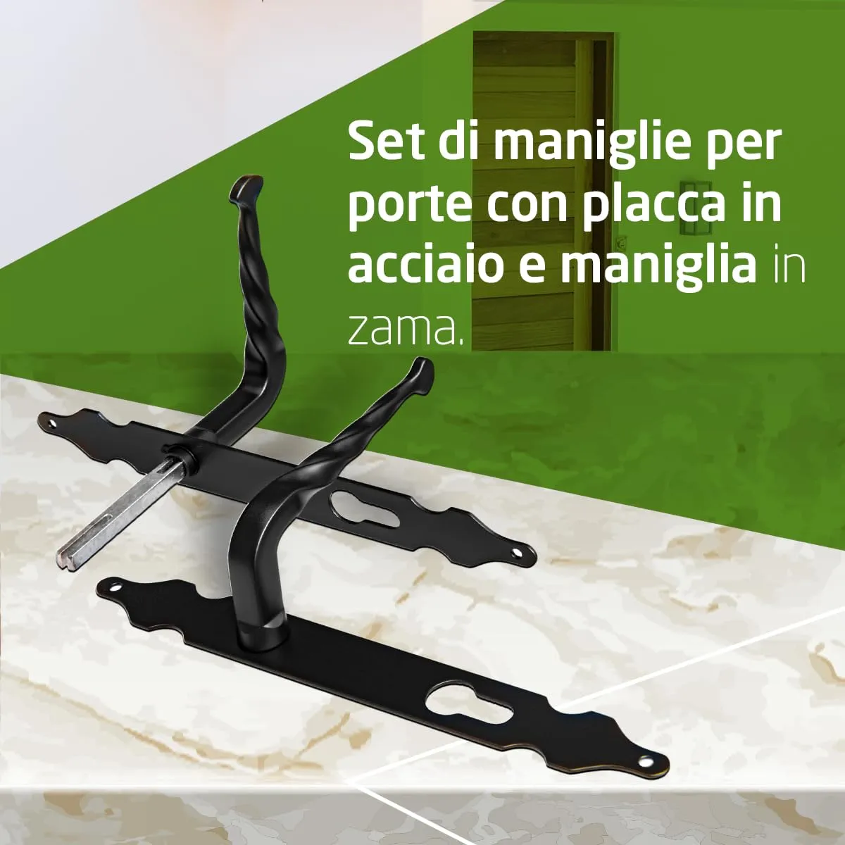 Amig Set 2 Maniglie Placca 250x28 mm Nere Foro Chiave