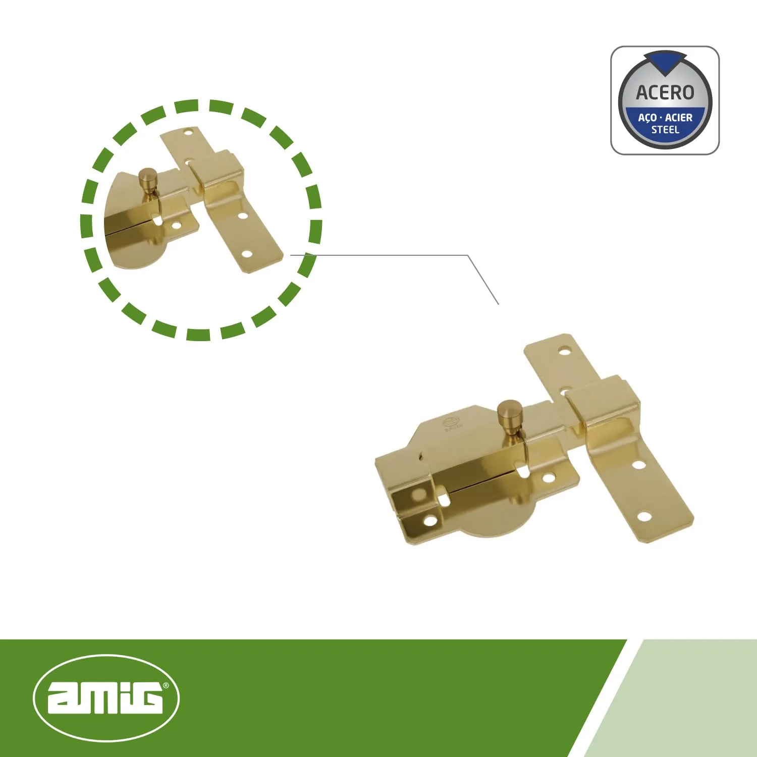 Amig catenaccio oro 88x131 mm chiavistello porte legno acciaio