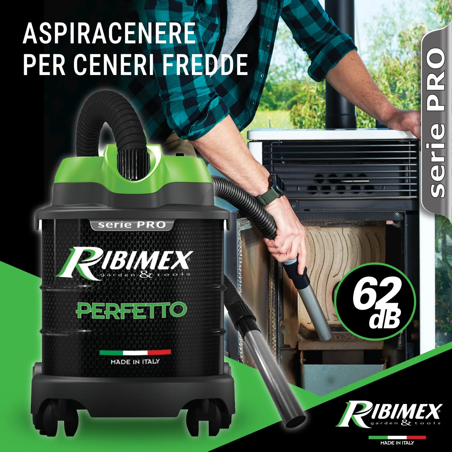 Ribimex Perfetto aspiracenere 20 L 1200 W con soffiante