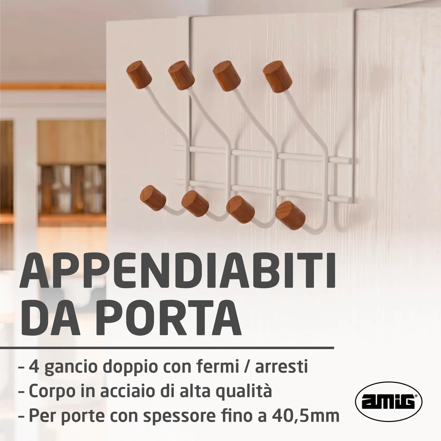 Amig CP47 appendiabiti da porta bianco 280 mm 2 pezzi