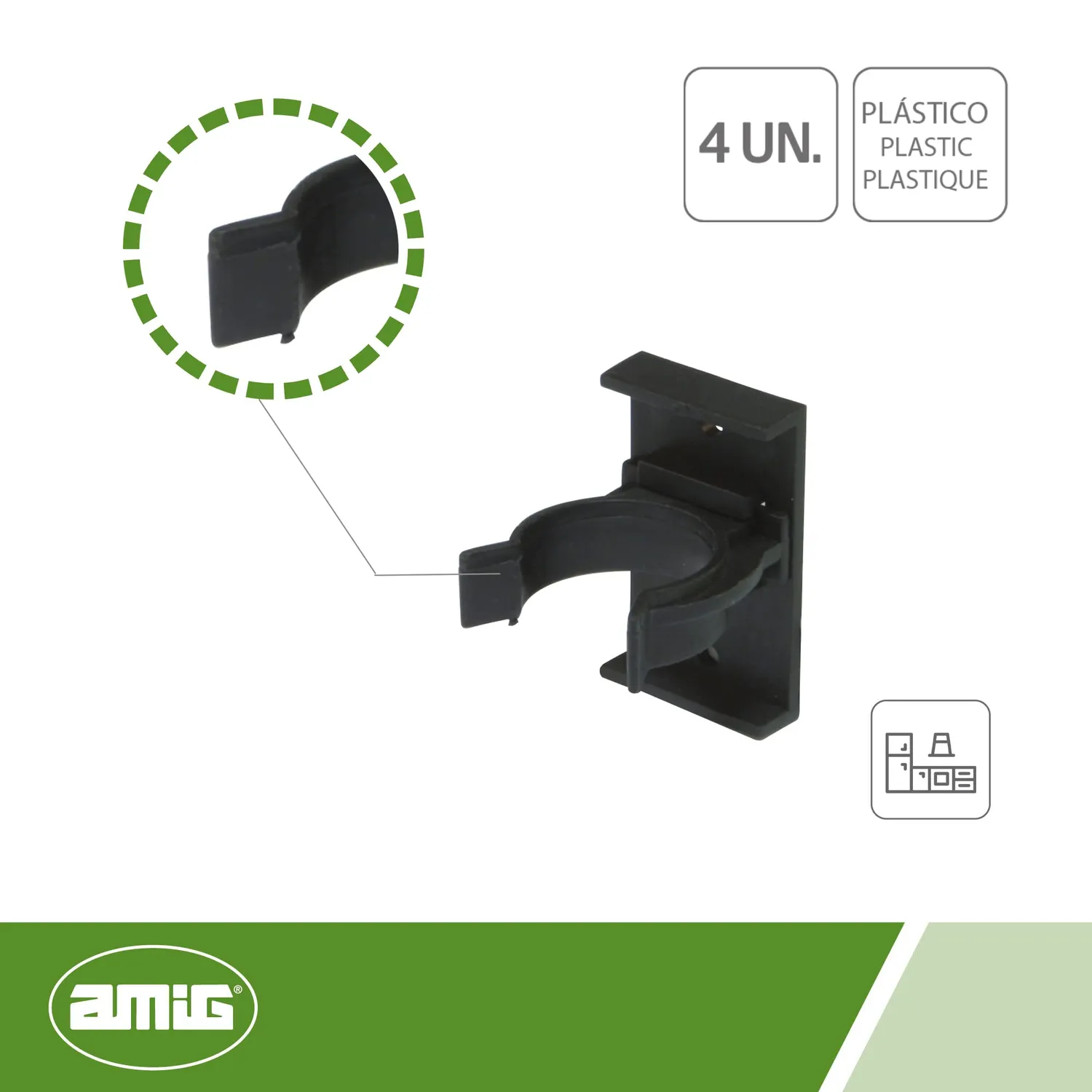Amig Mod. 9 piedini cucina regolabili kit 4 pezzi neri