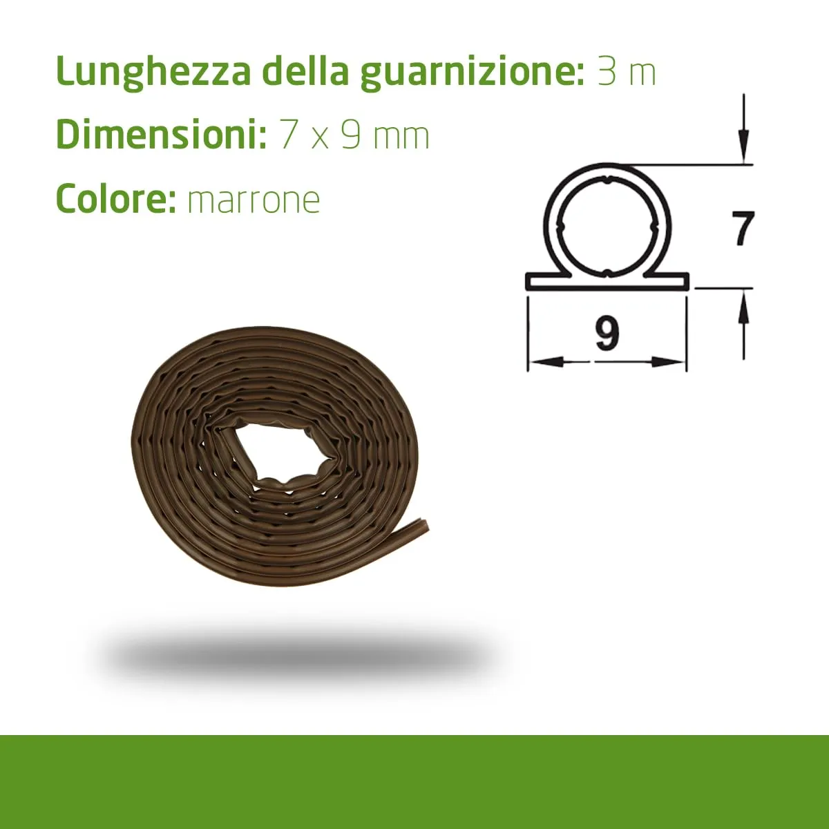 Amig 964 guarnizione adesiva marrone 2x3 m Ø7x9 mm