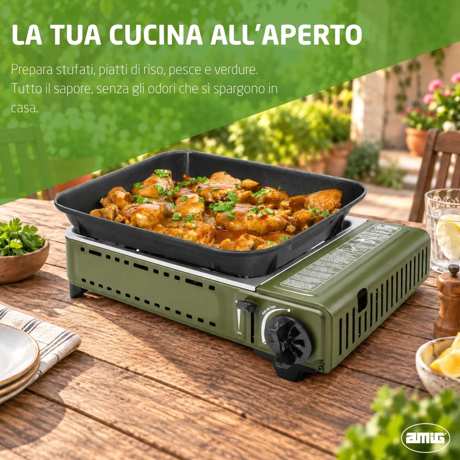 Amig BBQK01 cucina gas campeggio grill 1,8 kW piastra