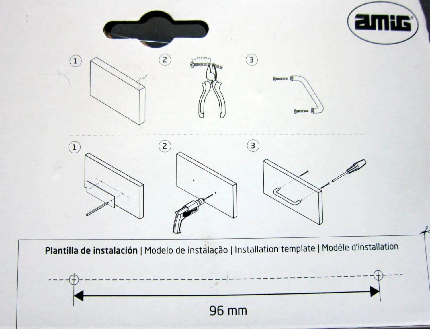 Amig 849 Maniglie Mobili 96 mm Alluminio Argento 2 Pezzi