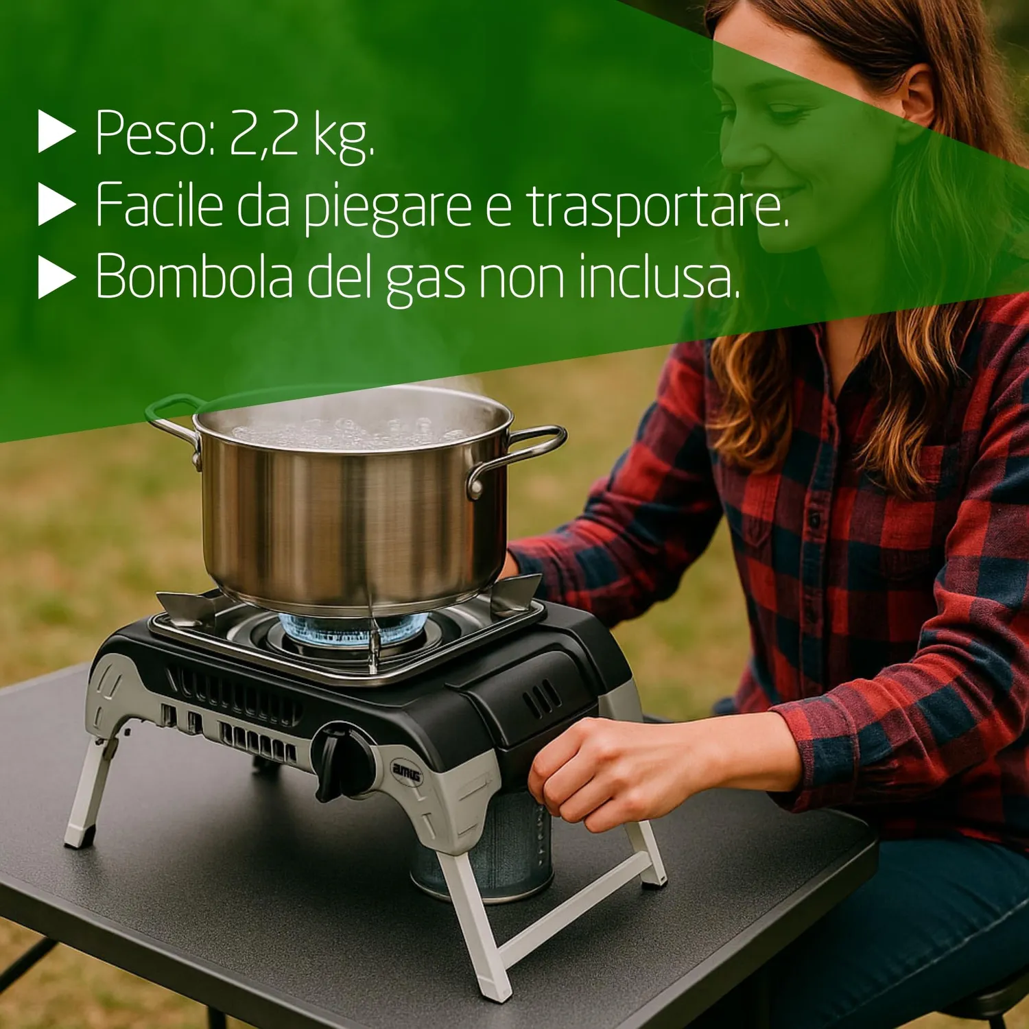 Amig Camping Gas Mount fornello gas portatile 2,4 kW