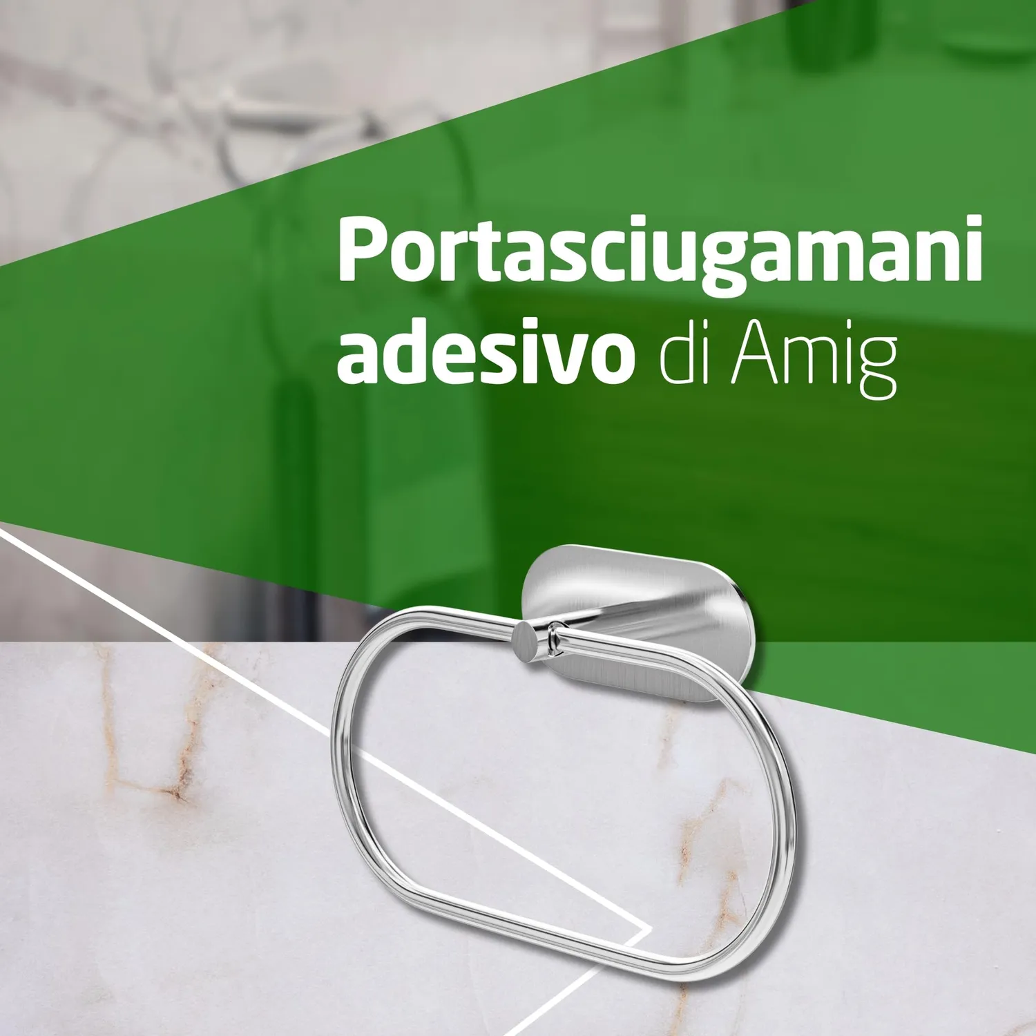 Amig Ea-2 portasciugamani adesivo argento opaco