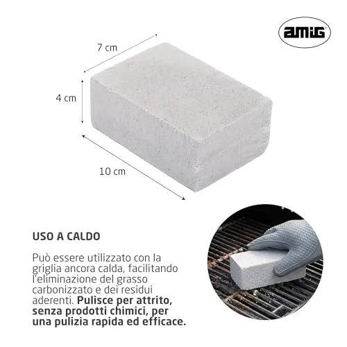 Amig AM21 Mattone Pulizia Barbecue 10x7x4 cm Vetro