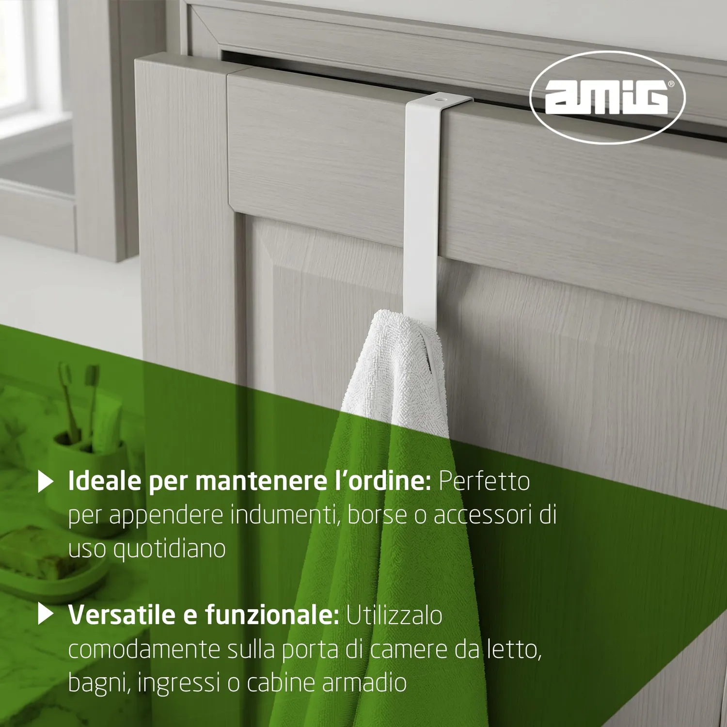 Amig CP40 appendino per porta bianco in acciaio