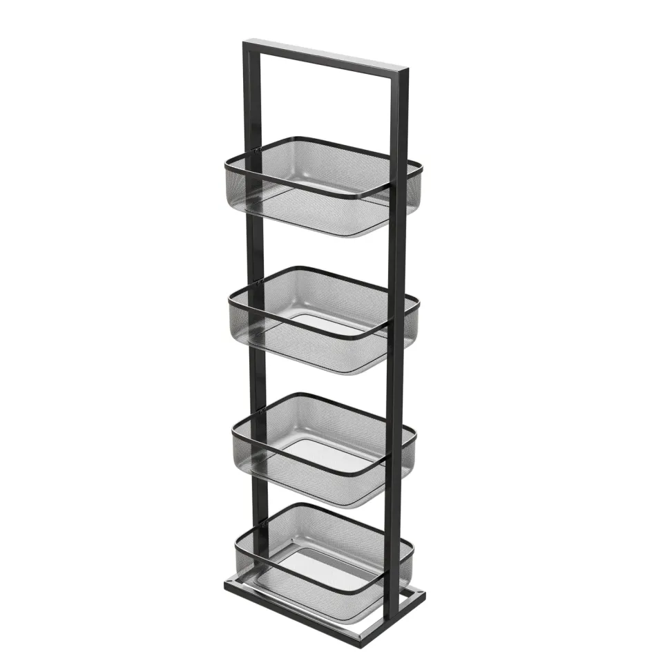 Amig carrello cucina 4 cesti 27,6x18x89,2 cm acciaio nero