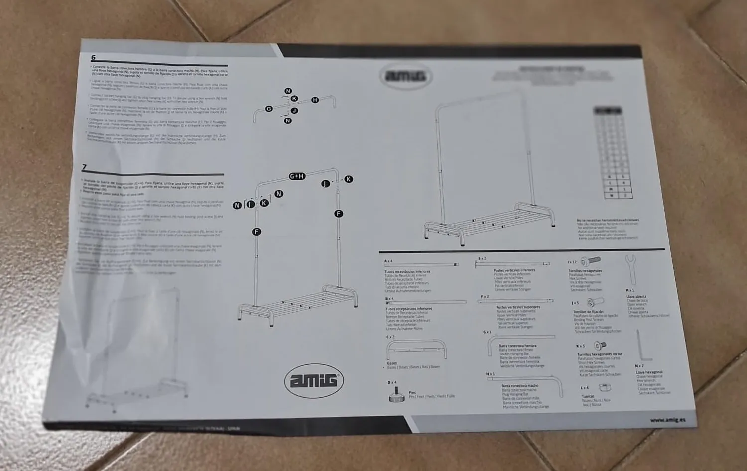 Amig Iken Stender Appendiabiti Metallo Nero 110x45x155 cm