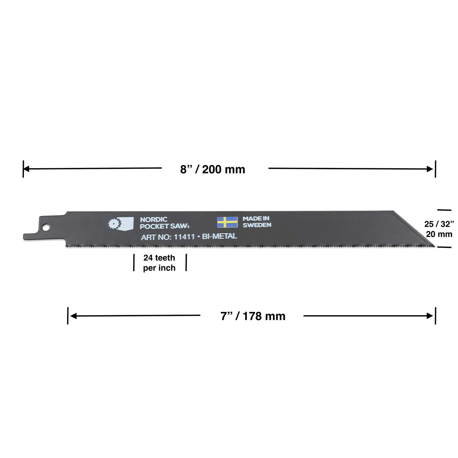 Nordic Pocket Saw Lama Metallo 20 cm 8 Denti Acciaio Svedese