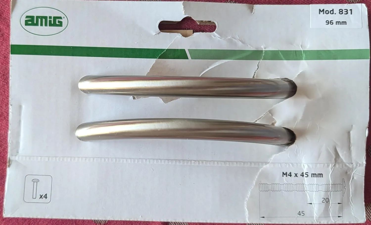 Amig 831 maniglia mobili 96 mm nichel spazzolato 2 pezzi
