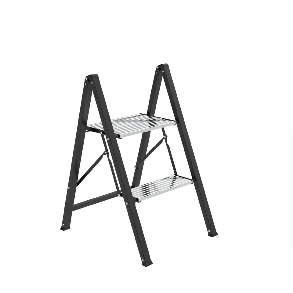 Amig Sgabello Pieghevole 2 Gradini Nero 66x48x40 cm