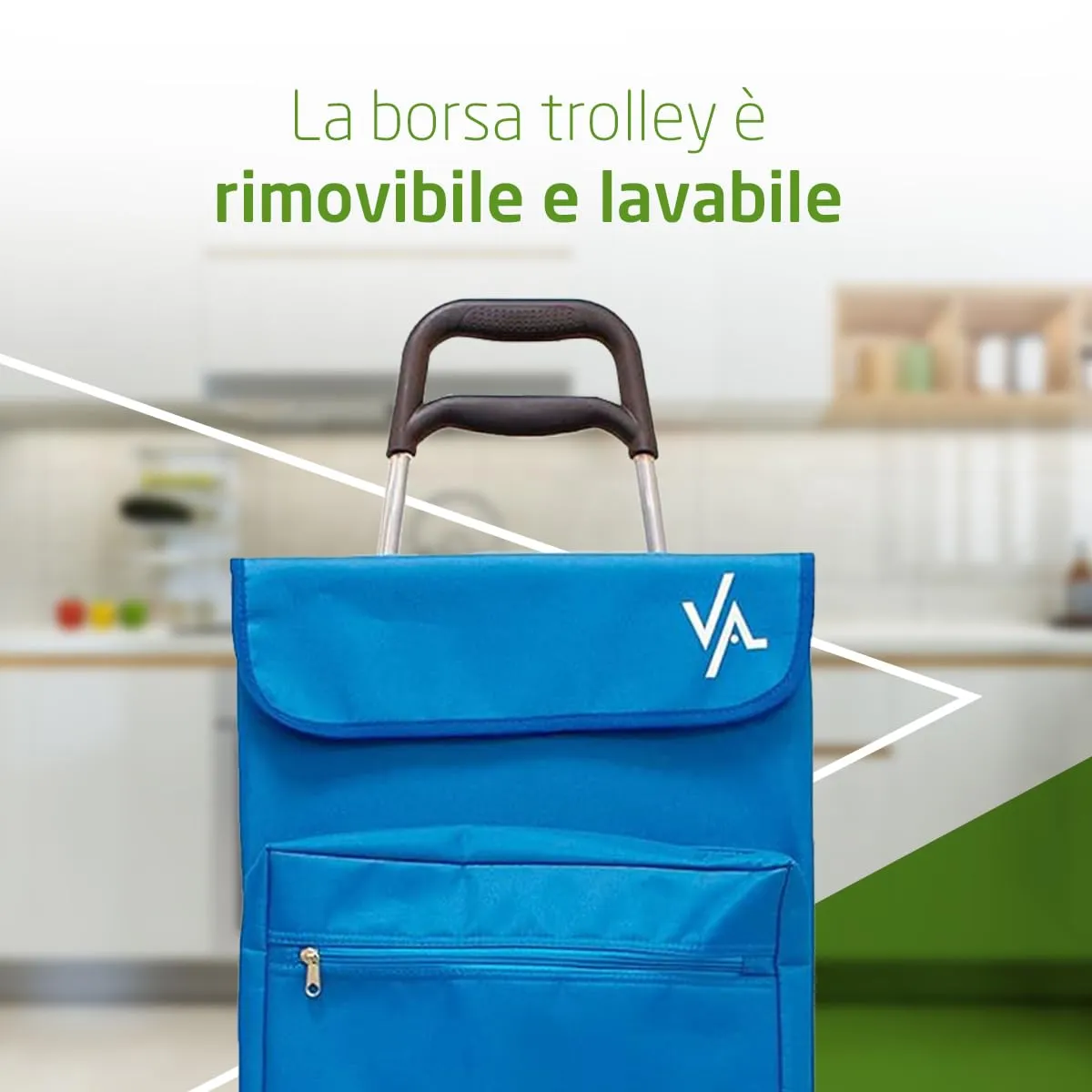 Amig carrello spesa 4 ruote 48 litri blu 15 kg