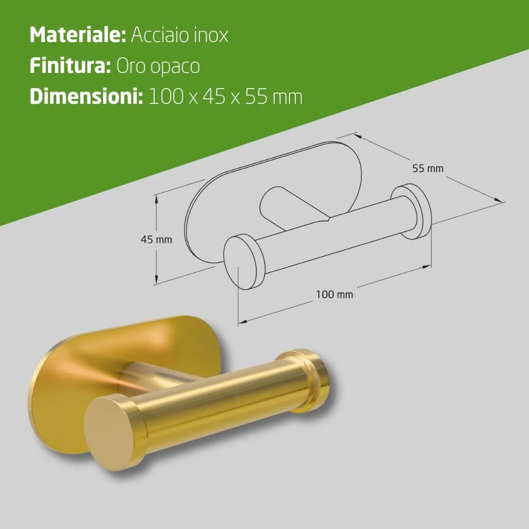 Amig Ea-5 Gancio Bagno Adesivo Oro Opaco Inox