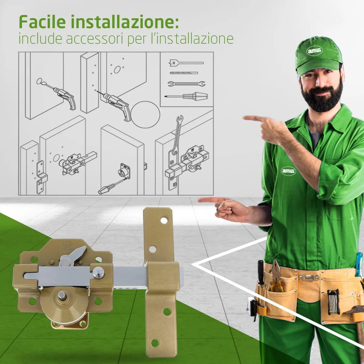 Amig Serratura da Applicare 105x170 mm Martellata