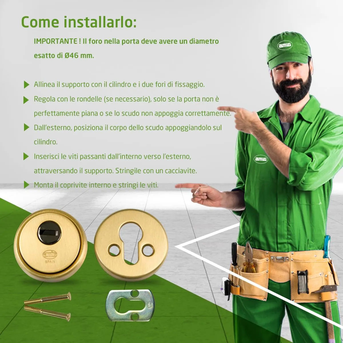 Amig Defender 31 scudo ottone oro cilindro europeo