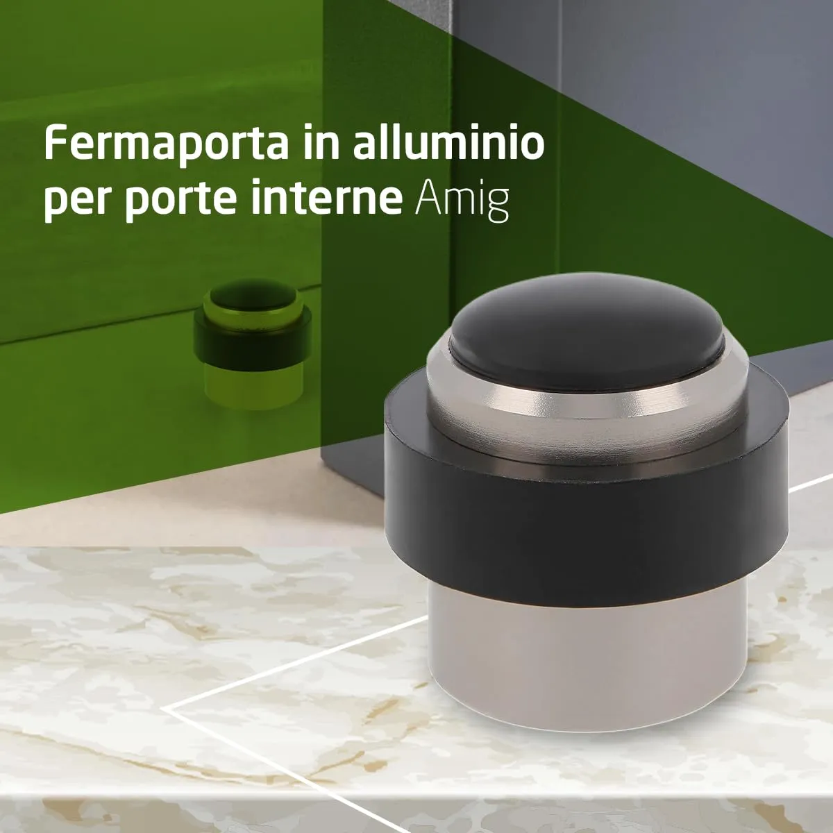 Amig Mod.205 Fermaporta Pavimento Ø30 Nichel Spazzolato
