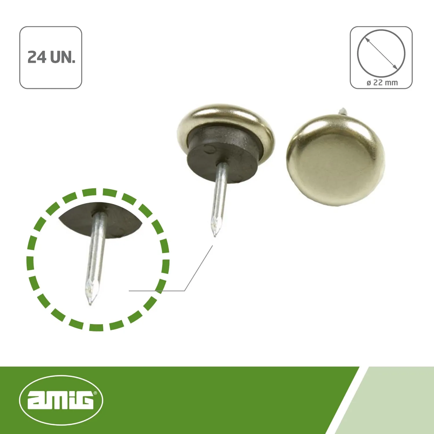 Amig 60 puntale con chiodo 22 mm nichel per moquette