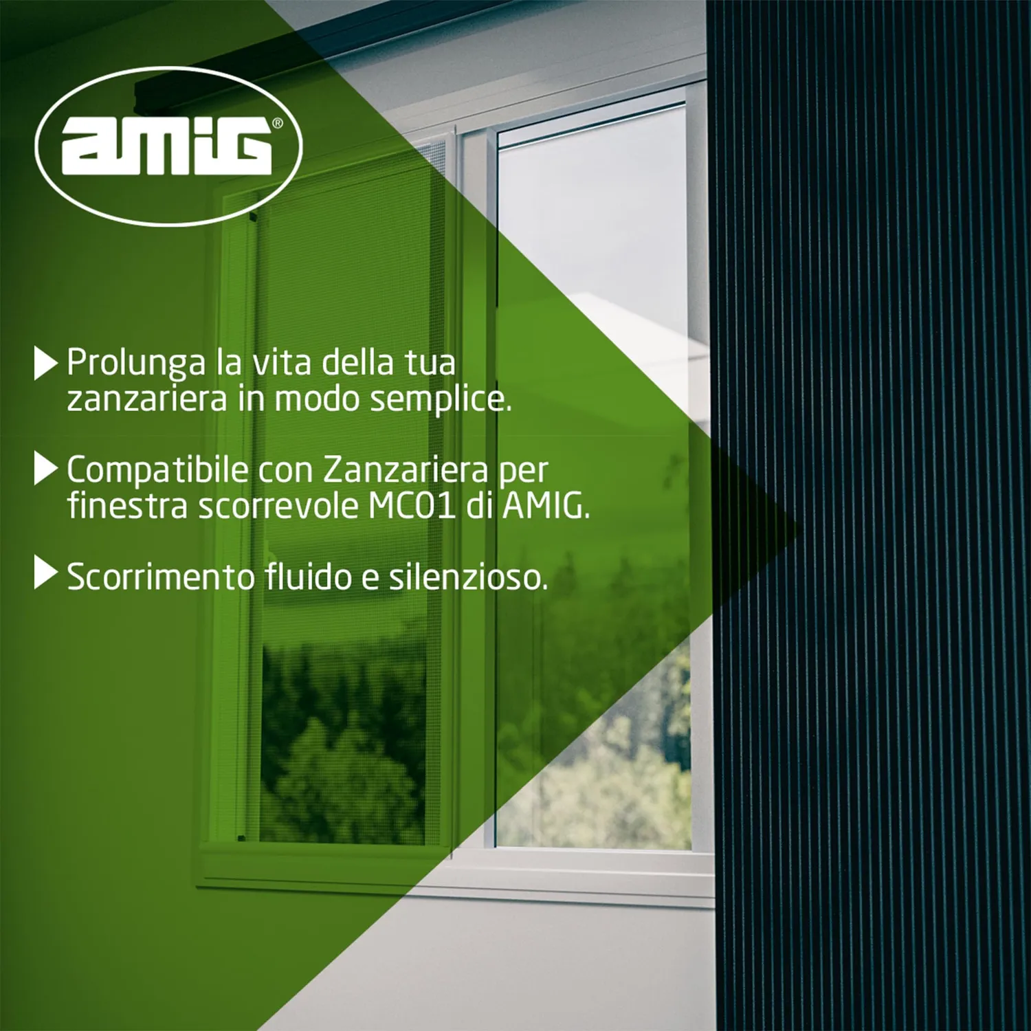 Amig MC01 kit ricambi zanzariera scorrevole nylon bianco
