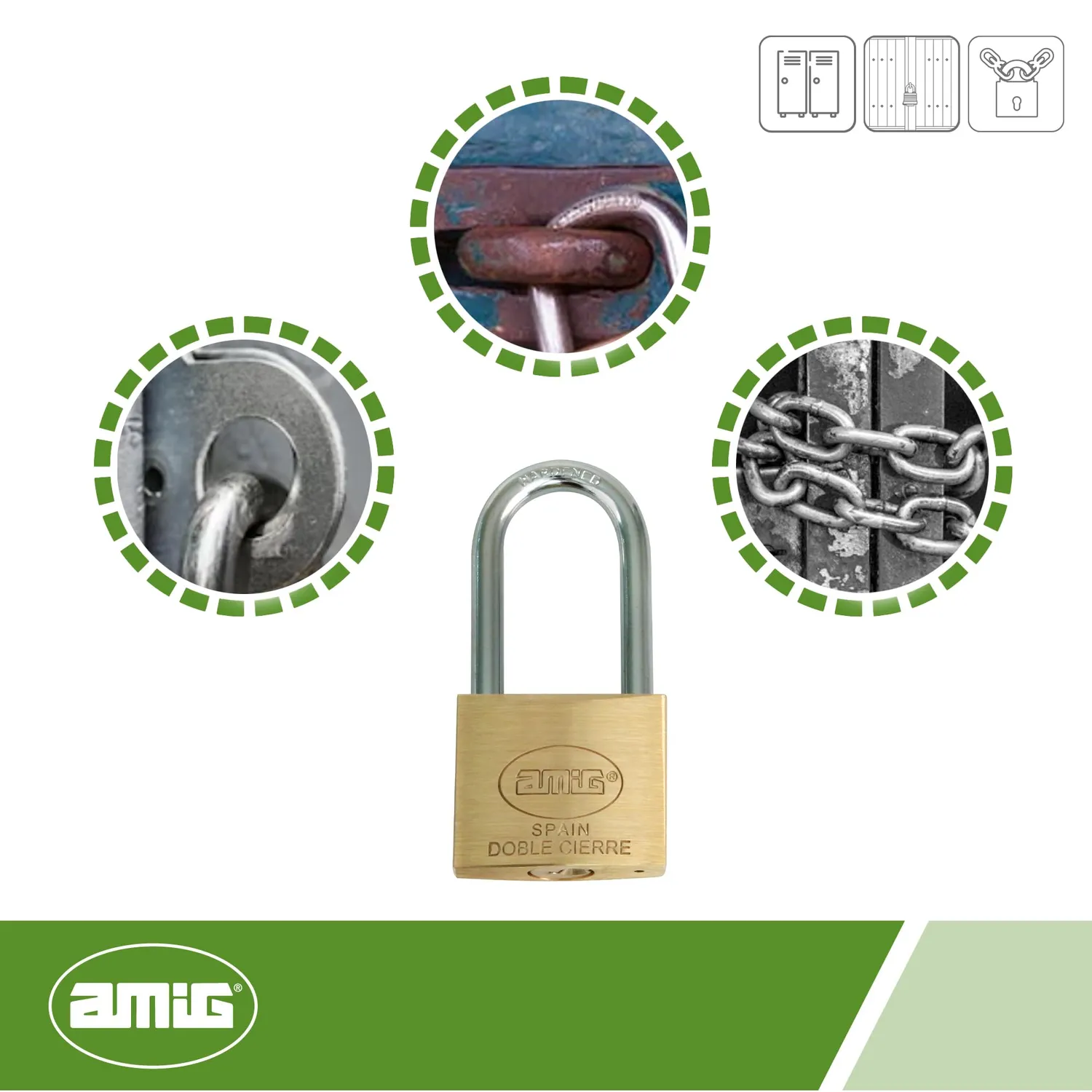 Amig Lucchetto arco lungo 40 mm ottone antiruggine