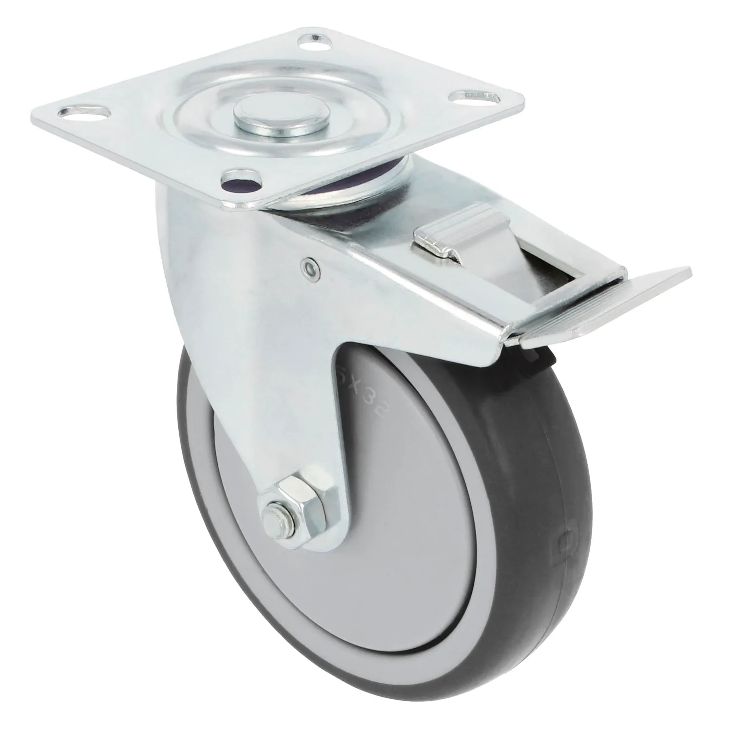 Amig Set 4 Ruote con Freno Piastra 100 mm 110 Kg Gomma