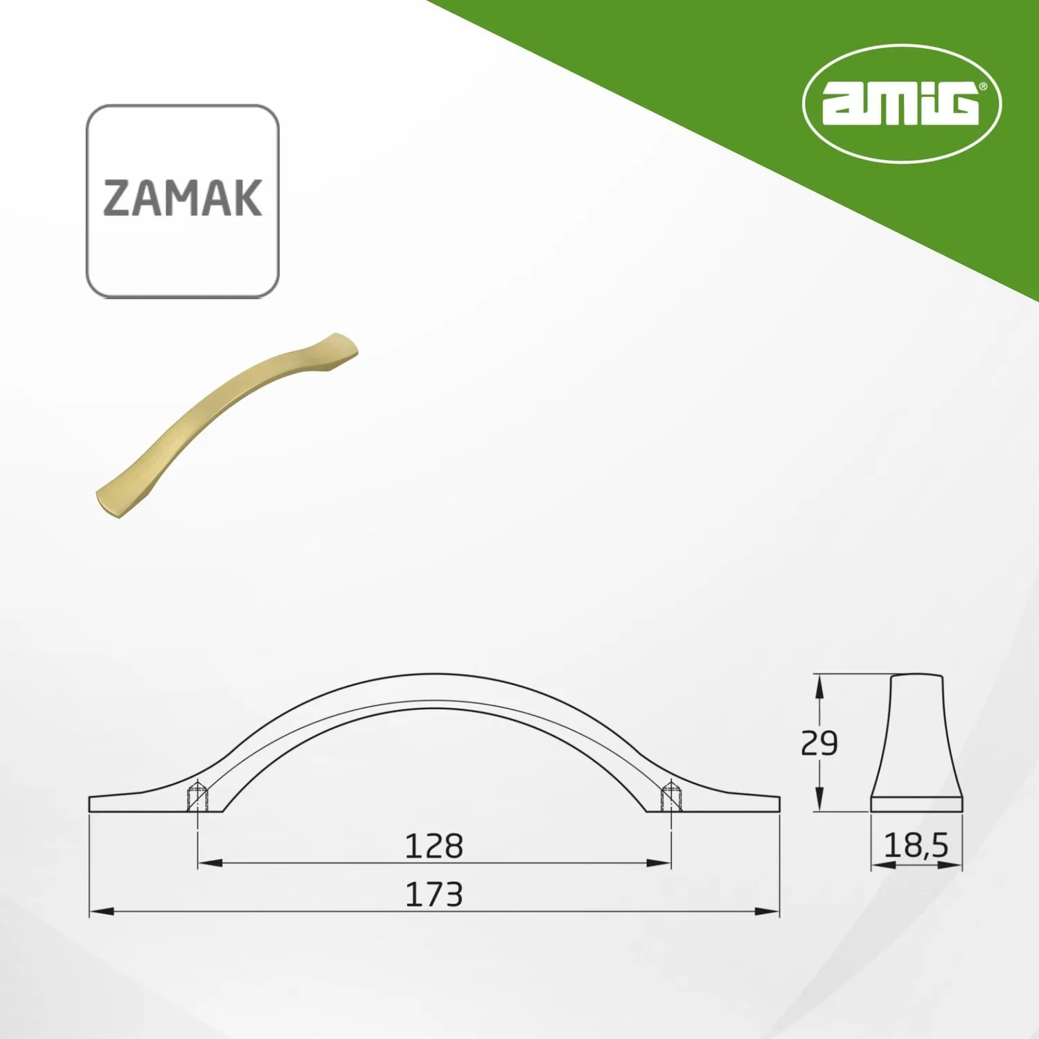 Amig Mod. 833 maniglie mobili 128 mm oro 2 pezzi zamak