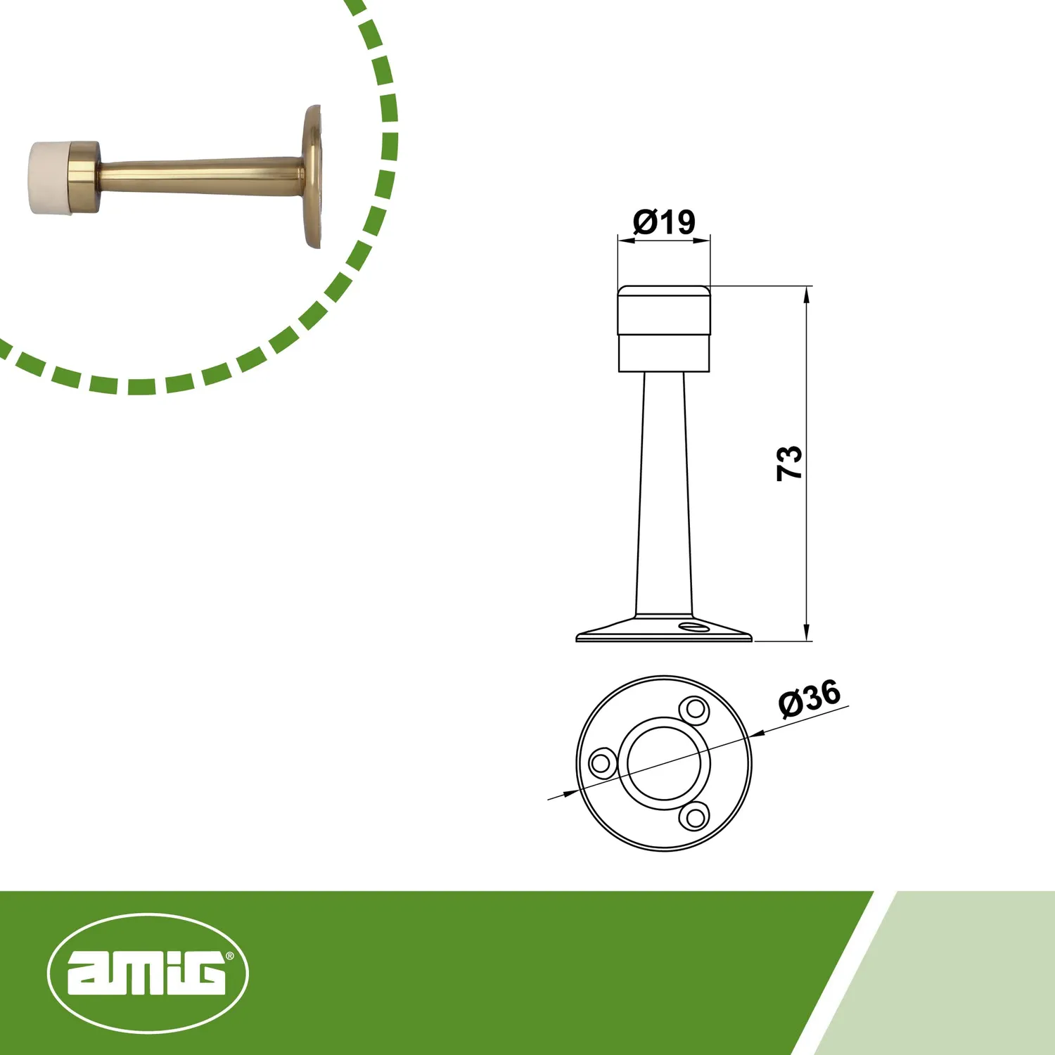 Amig Fermaporta Acciaio Oro Lucido 73 mm