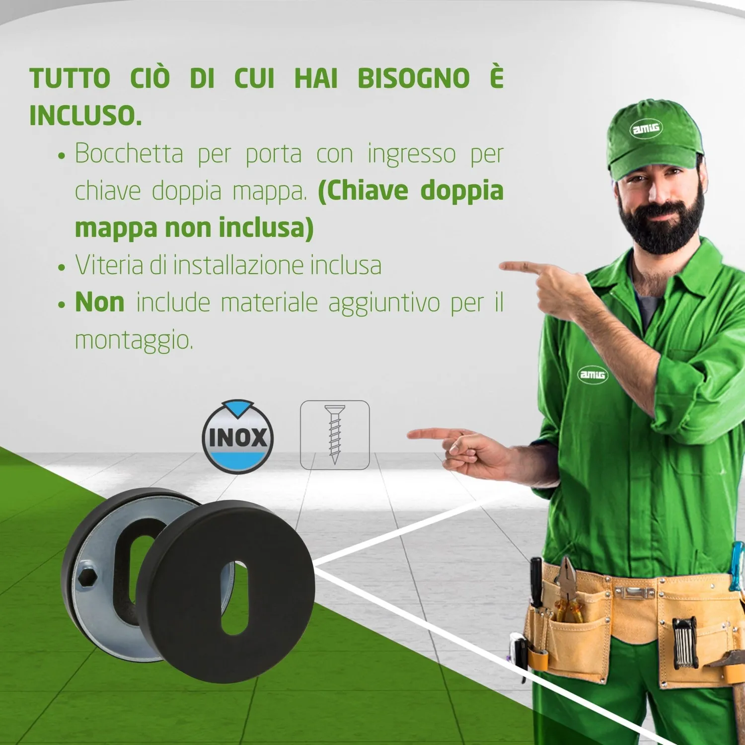 Amig 4RX Copri Serratura Doppia Mappa Nero 2 Pezzi