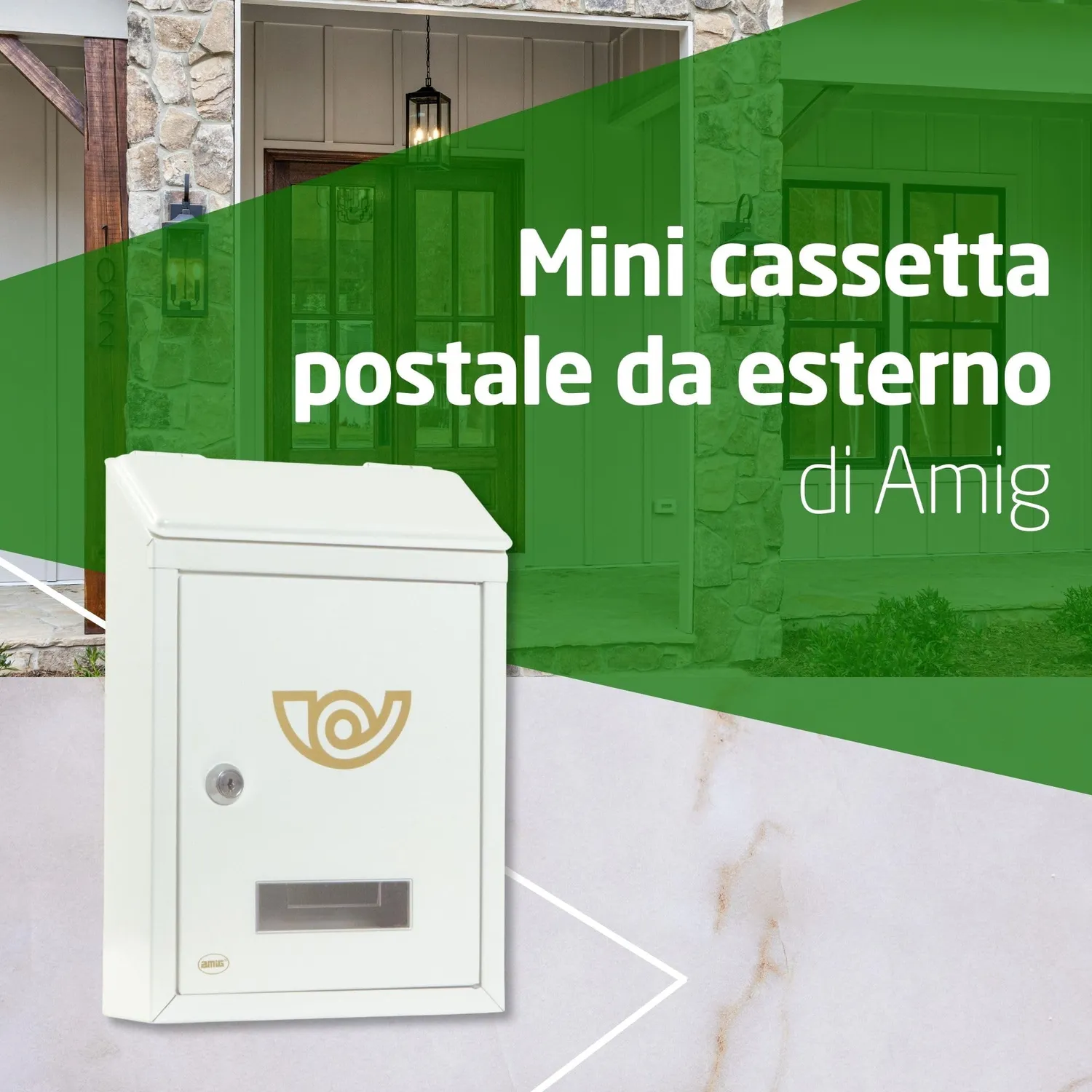 Amig Mod. 2 Cassetta Postale Bianca Mini in Acciaio