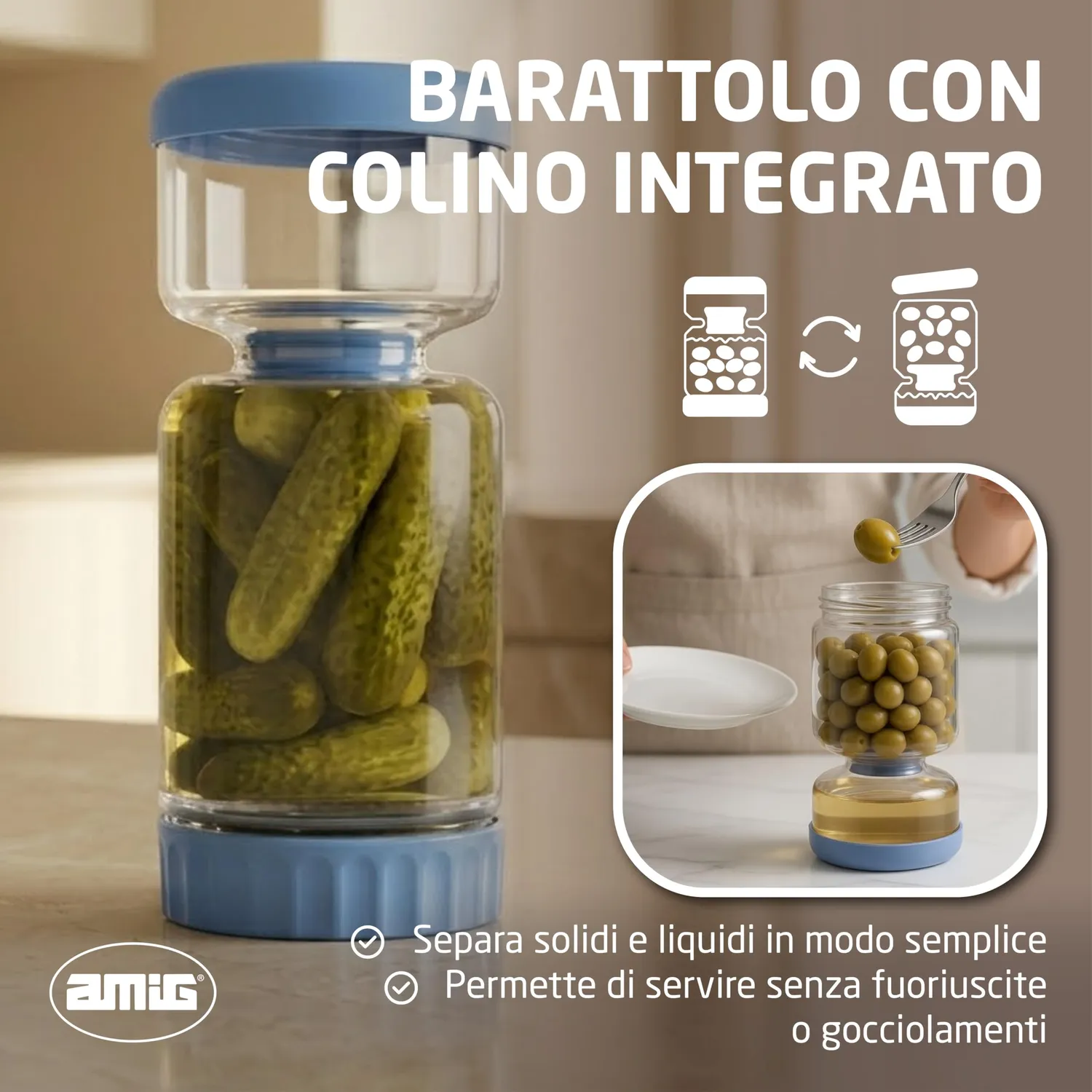 Amig Mod.1 Barattolo Vetro Sottaceti 1200 ml Ermetico