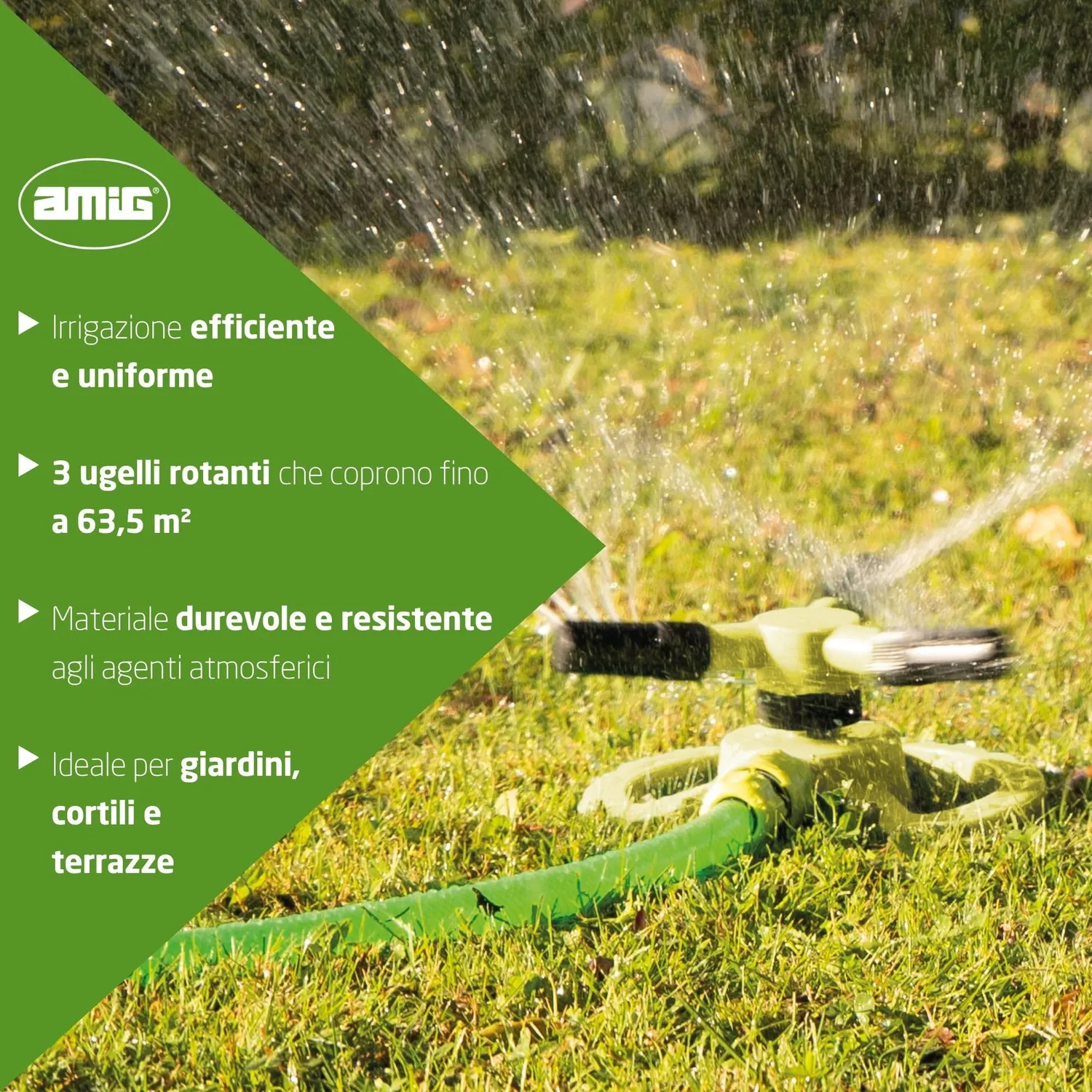Amig irrigatore girevole 3 bracci Ø200 mm fino 63,5 mq
