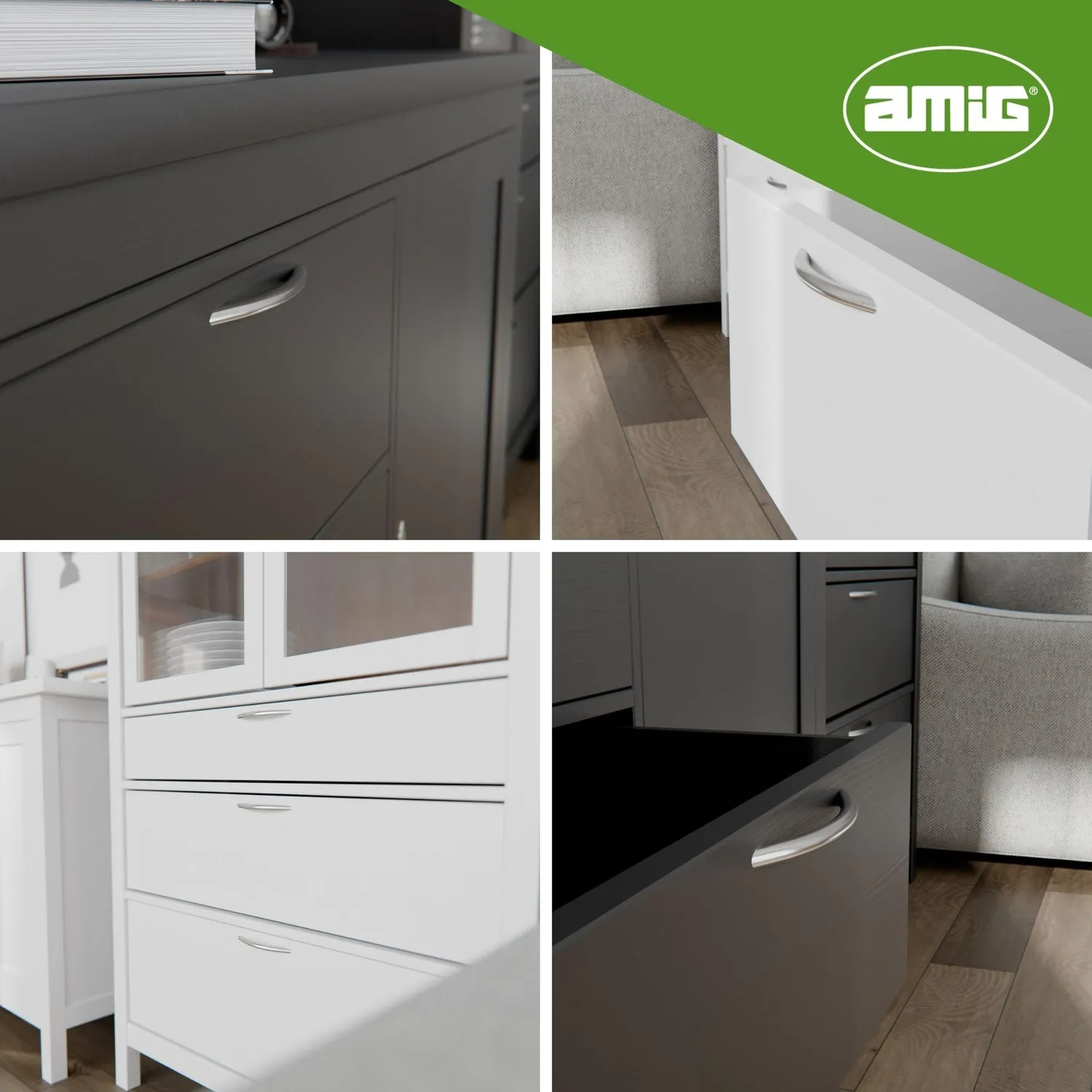 Amig 831 maniglia mobili 96 mm nichel spazzolato 2 pezzi