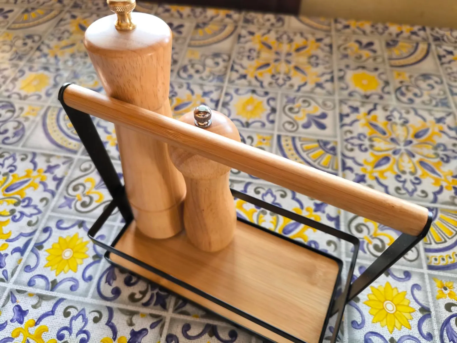 Amig portaspezie scaffale cucina acciaio nero e bambù