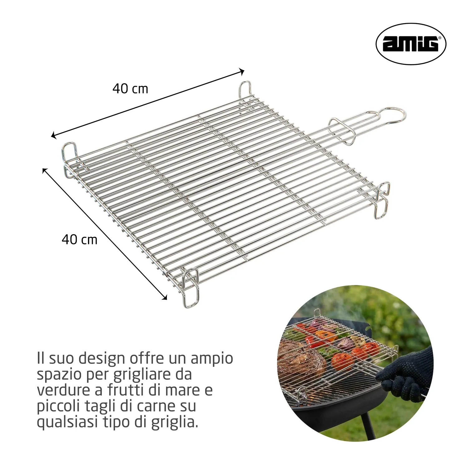 Amig AM24 griglia barbecue 40x40 cm acciaio