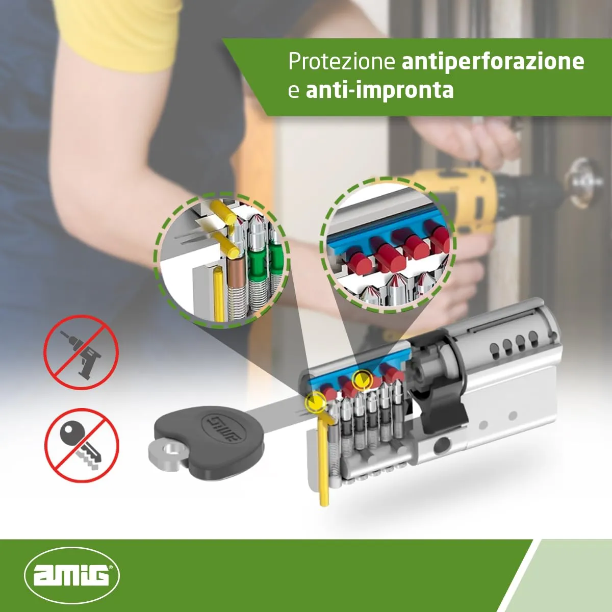 Amig 20000 Cilindro Sicurezza Ottone 80mm