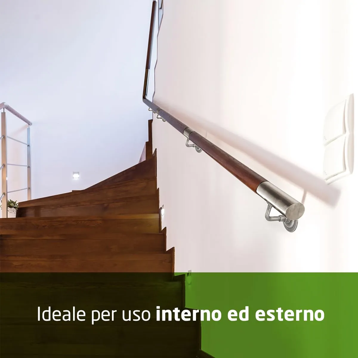 Amig supporto corrimano scala acciaio argento Ø70 mm