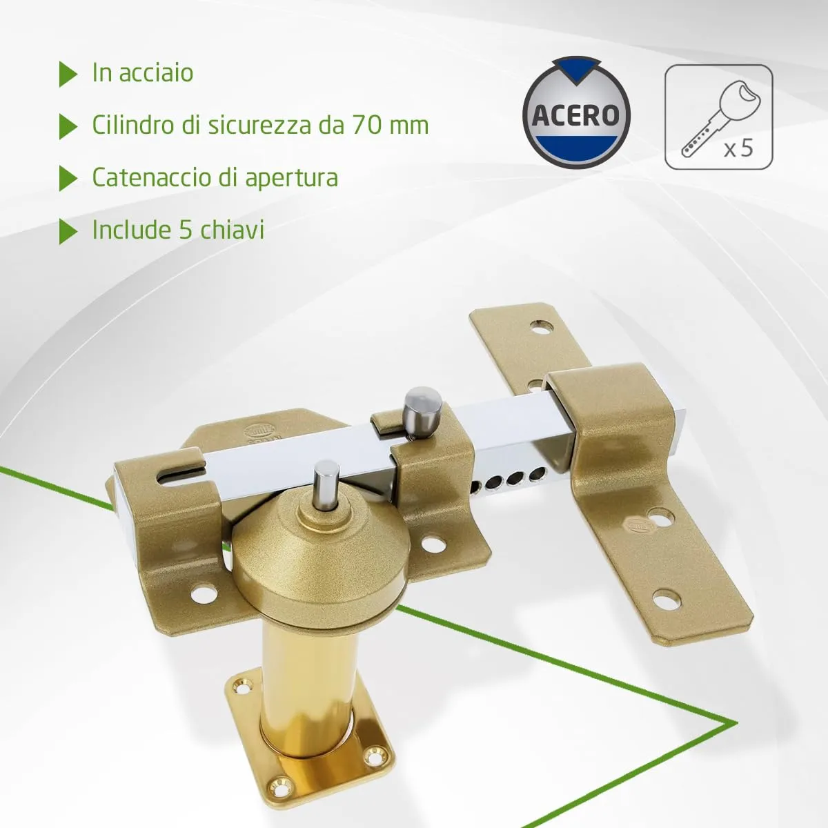 Amig Serratura Sovrapposizione 70 mm Oro 88x153 mm