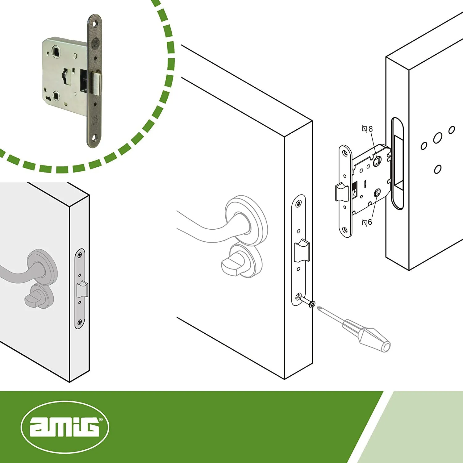 Amig 2000 Maniglia Unificata Legno Pelle 50 mm Incasso