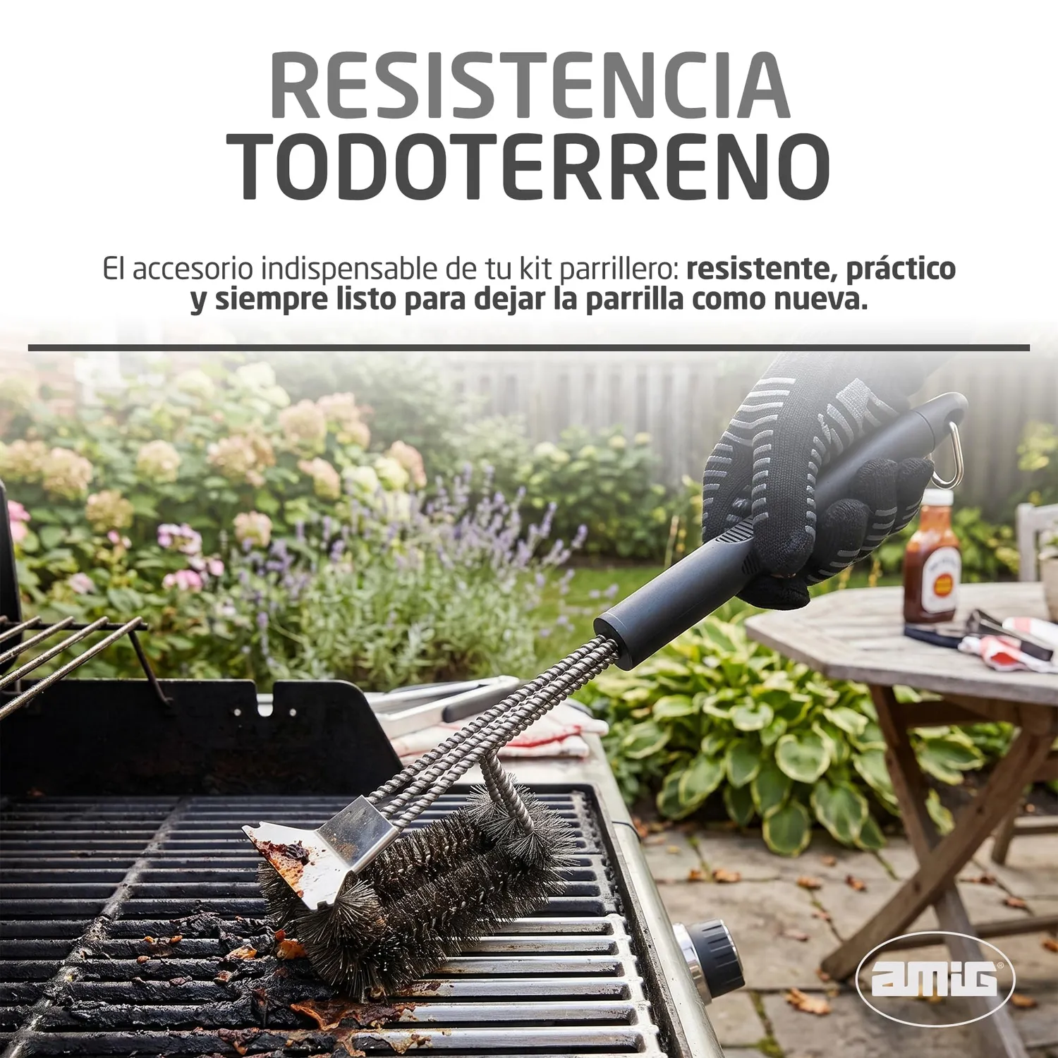 Amig AM36 Spazzola Barbecue 2 in 1 Acciaio 40,2 cm
