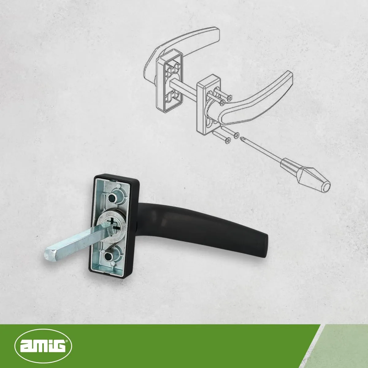 Amig Delta Maniglia Rosetta Alluminio Nera 121x72 mm