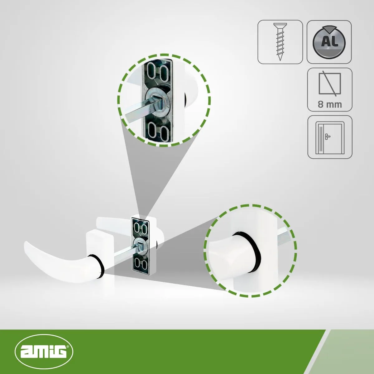Amig Delta Set Maniglie Rosetta Alluminio Bianche 8 mm