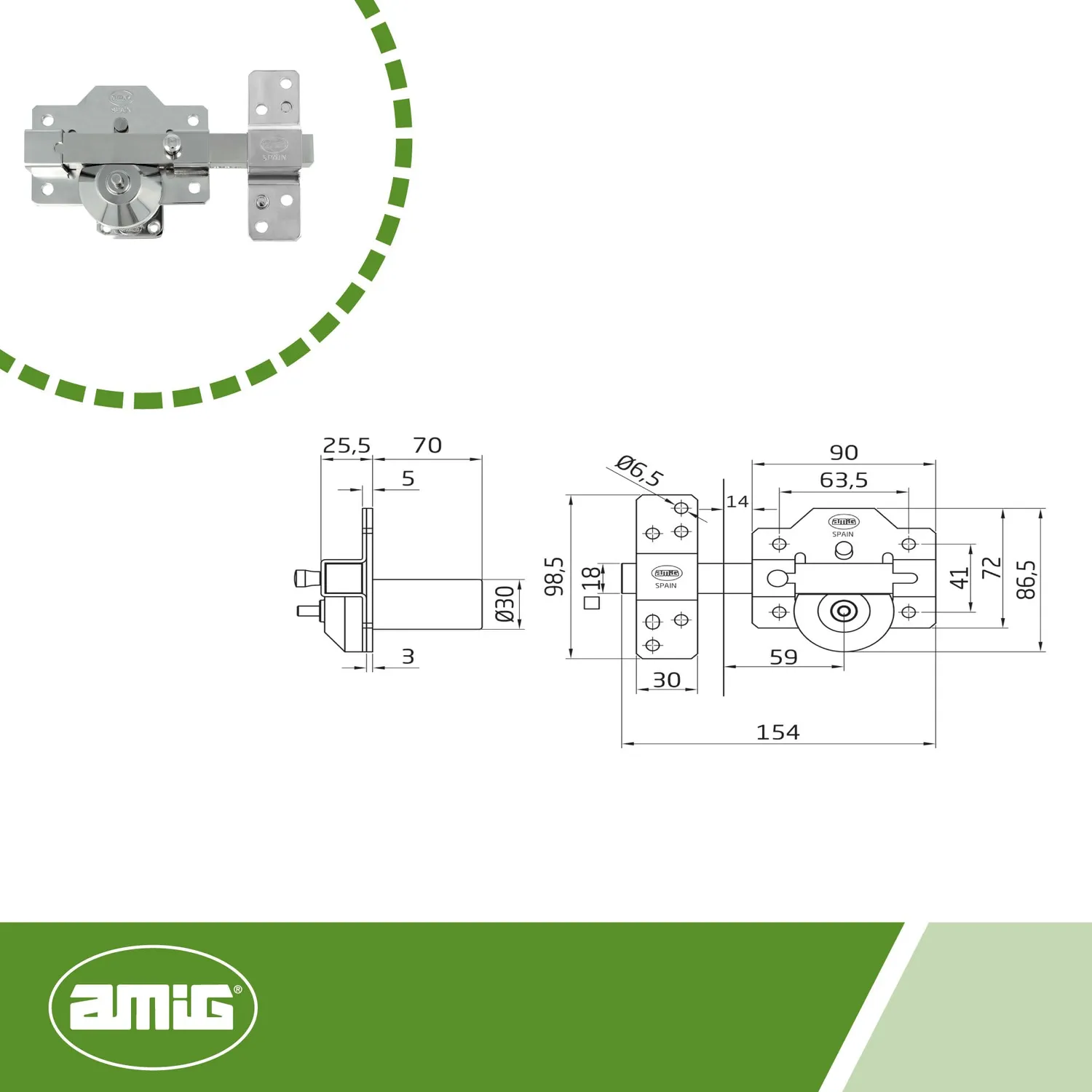 Amig 3 PLUS Serratura da Applicare Argentata 90x154 mm