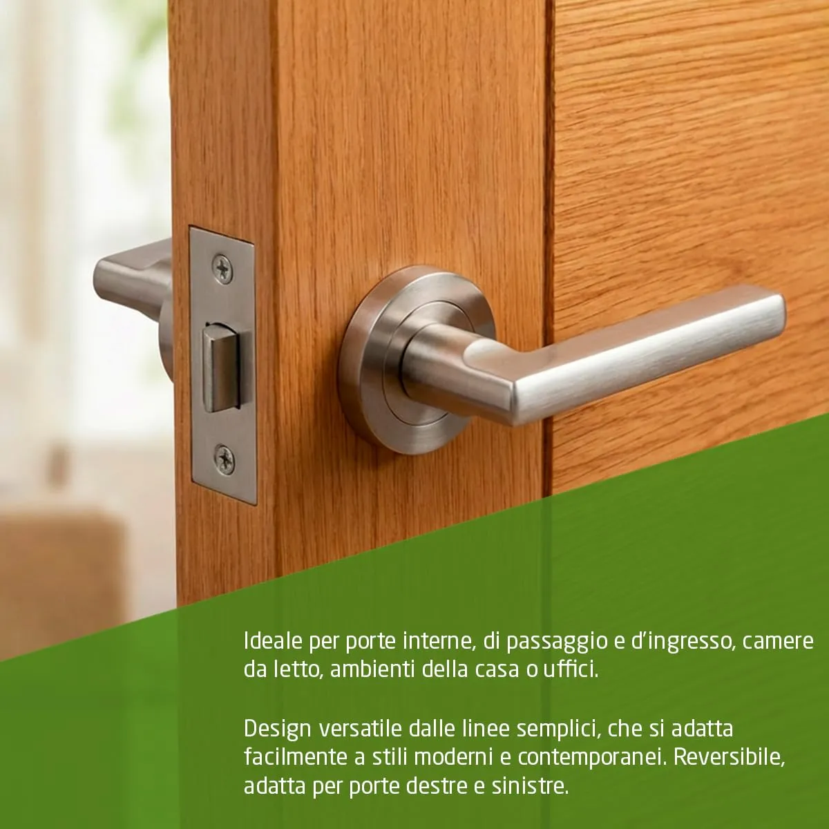 Amig MAI PB85 Maniglia su Placca Porte Interne Nichel Spazzolato