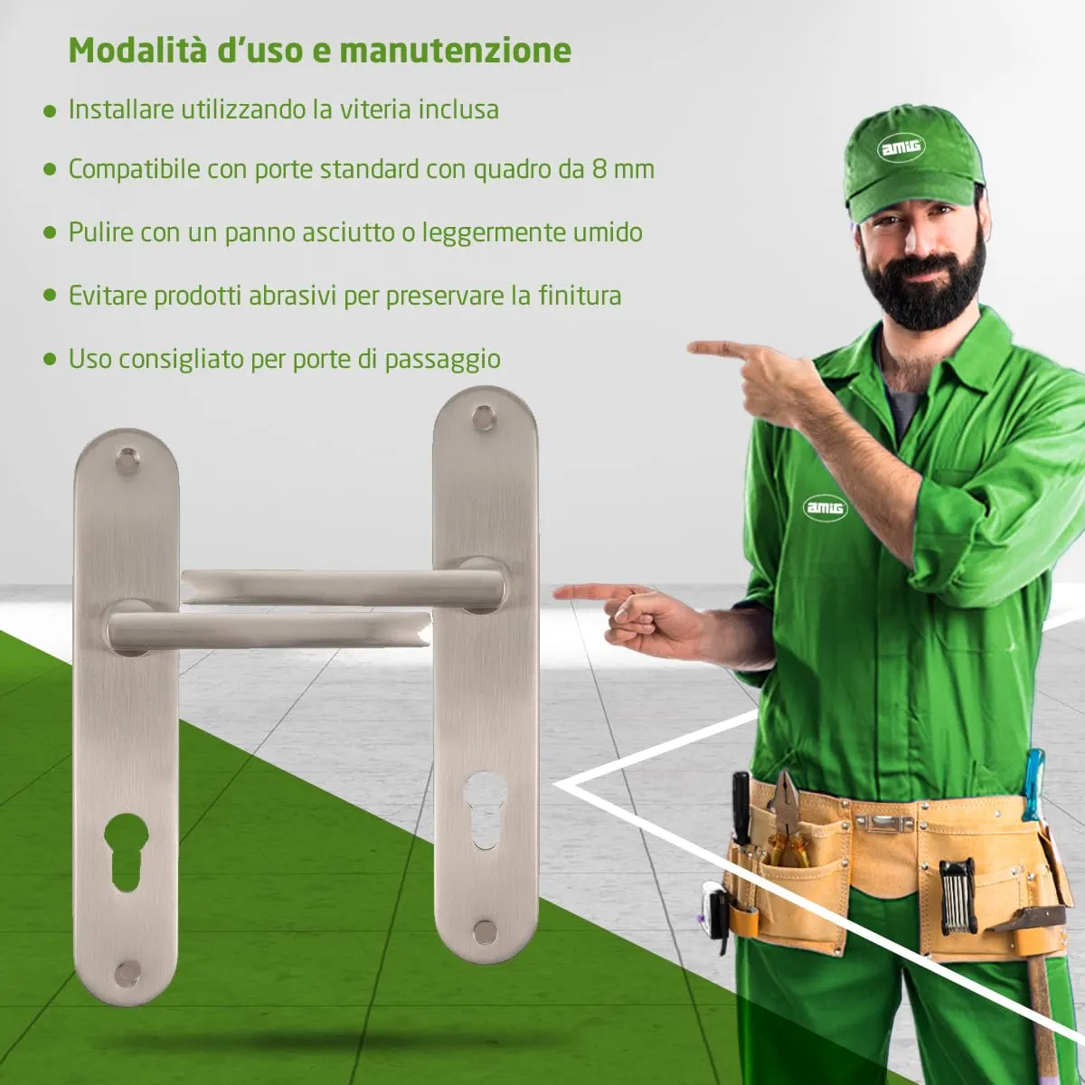 Amig MAI RX Maniglia Rosetta Nichel Spazzolato 122 mm
